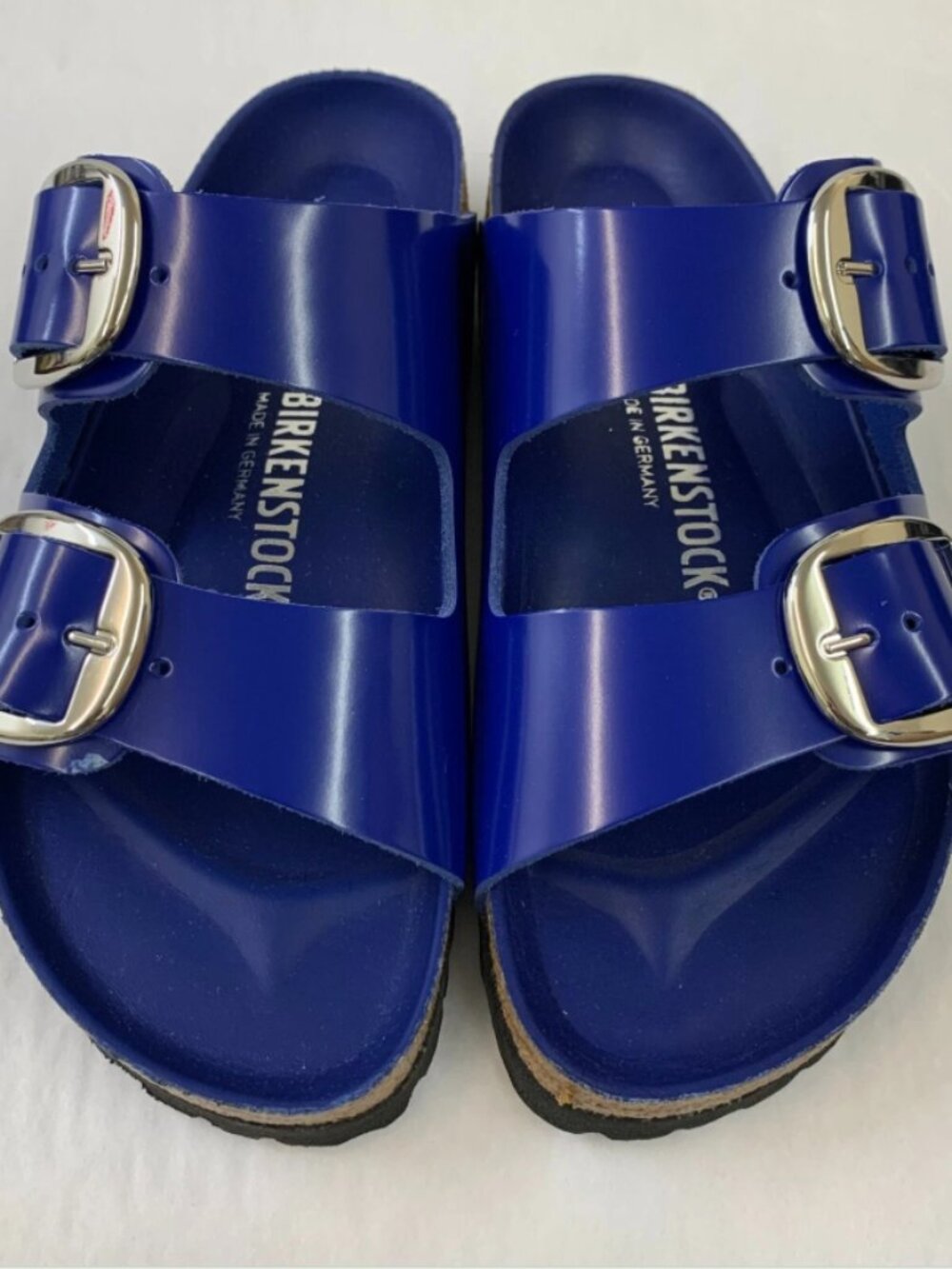 Birkenstock Arizona Big Buckle Cobalt Leather Patent Exquisite Narrow Width